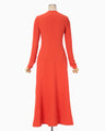 Shirring Jersey Jacquard Flared Dress - vermillion