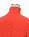 Shirring Jersey Jacquard High Neck Top - vermillion