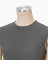 Shirring Jersey Jacquard Sleeveless Top - grey