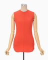 Shirring Jersey Jacquard Sleeveless Top - vermillion