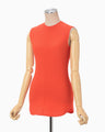 Shirring Jersey Jacquard Sleeveless Top - vermillion