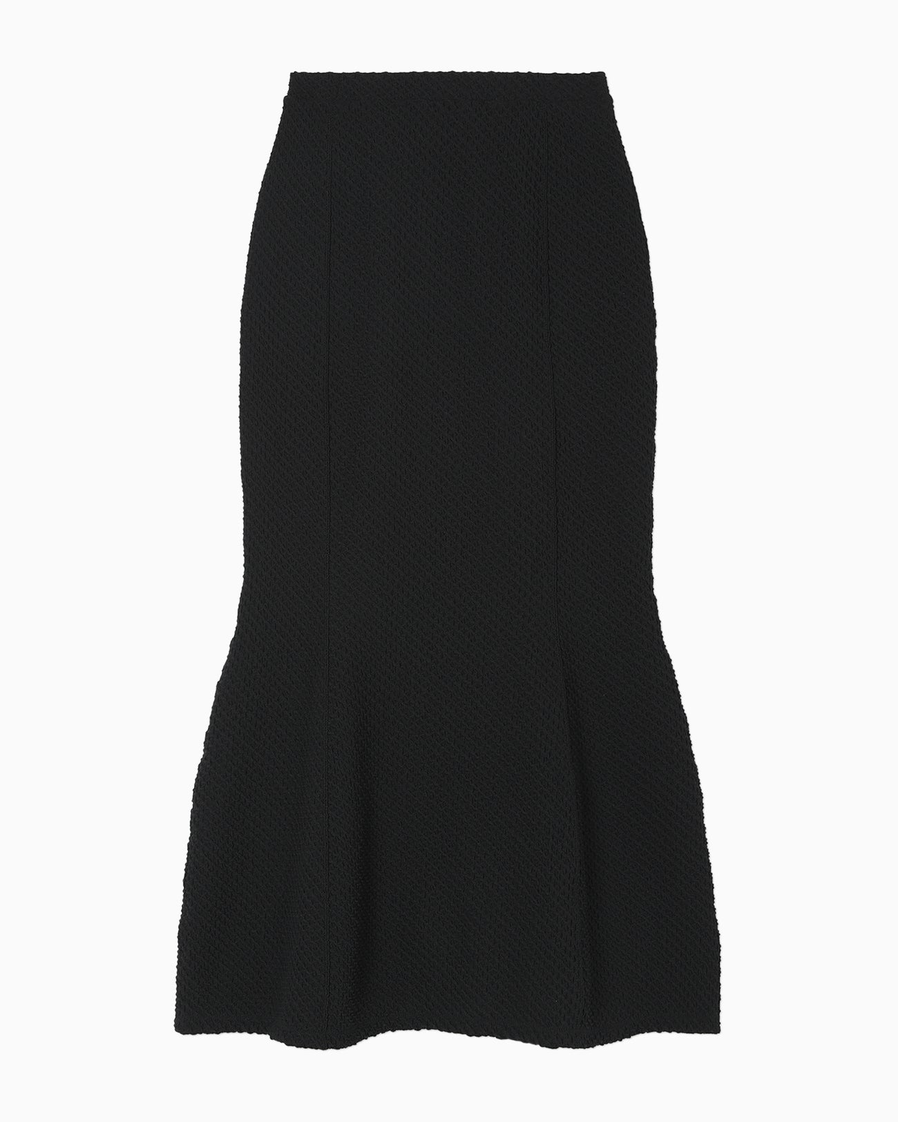 Shirring Jersey Jacquard Flared Skirt - black