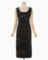 "Kintsugi" Velour Jersey Square Neck Sleeveless Dress - brown