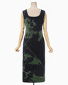 "Kintsugi" Velour Jersey Square Neck Sleeveless Dress - navy