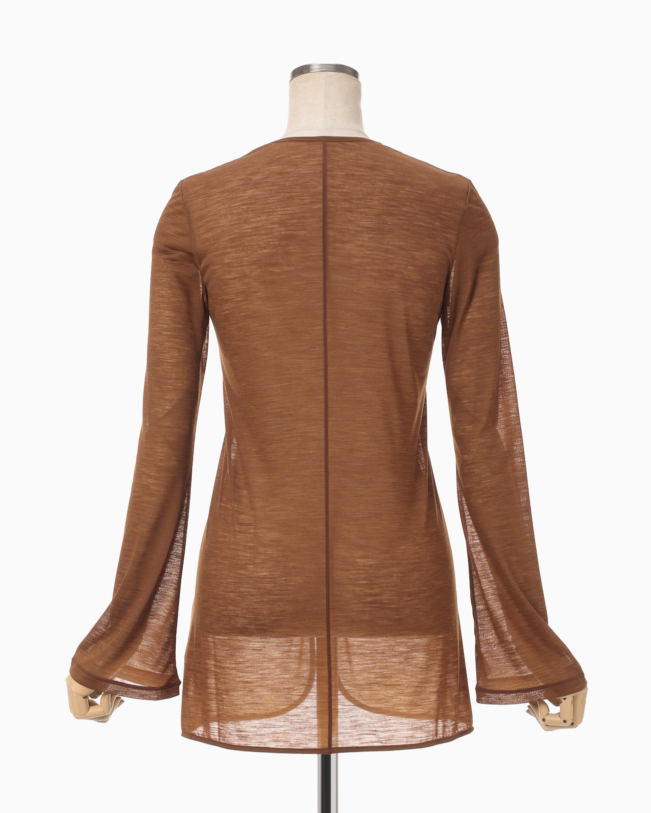 Hybrid Yarn Wool Jersey Front Slit Top - brown