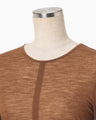 Hybrid Yarn Wool Jersey Front Slit Top - brown