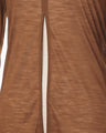 Hybrid Yarn Wool Jersey Front Slit Top - brown