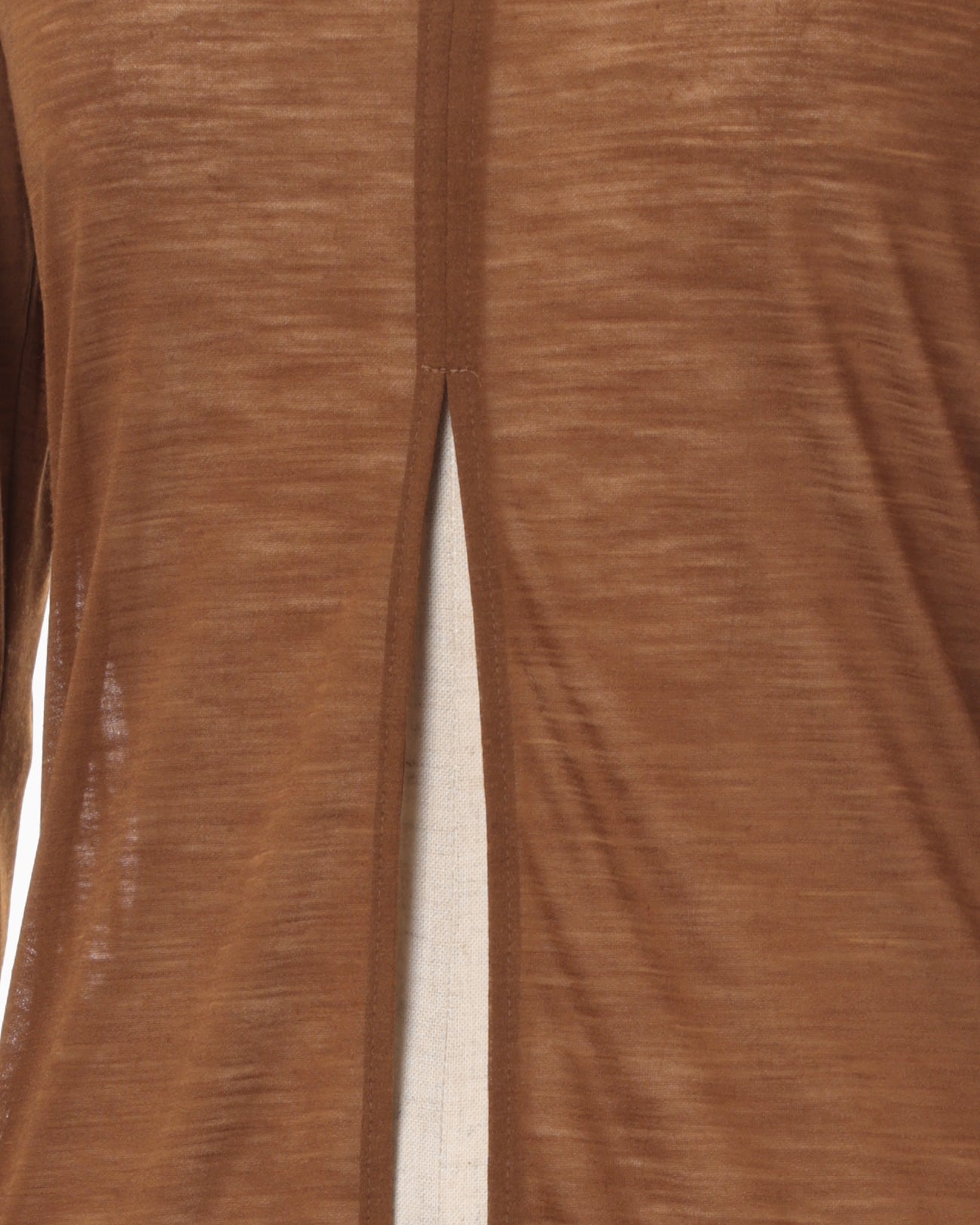 Hybrid Yarn Wool Jersey Front Slit Top - brown