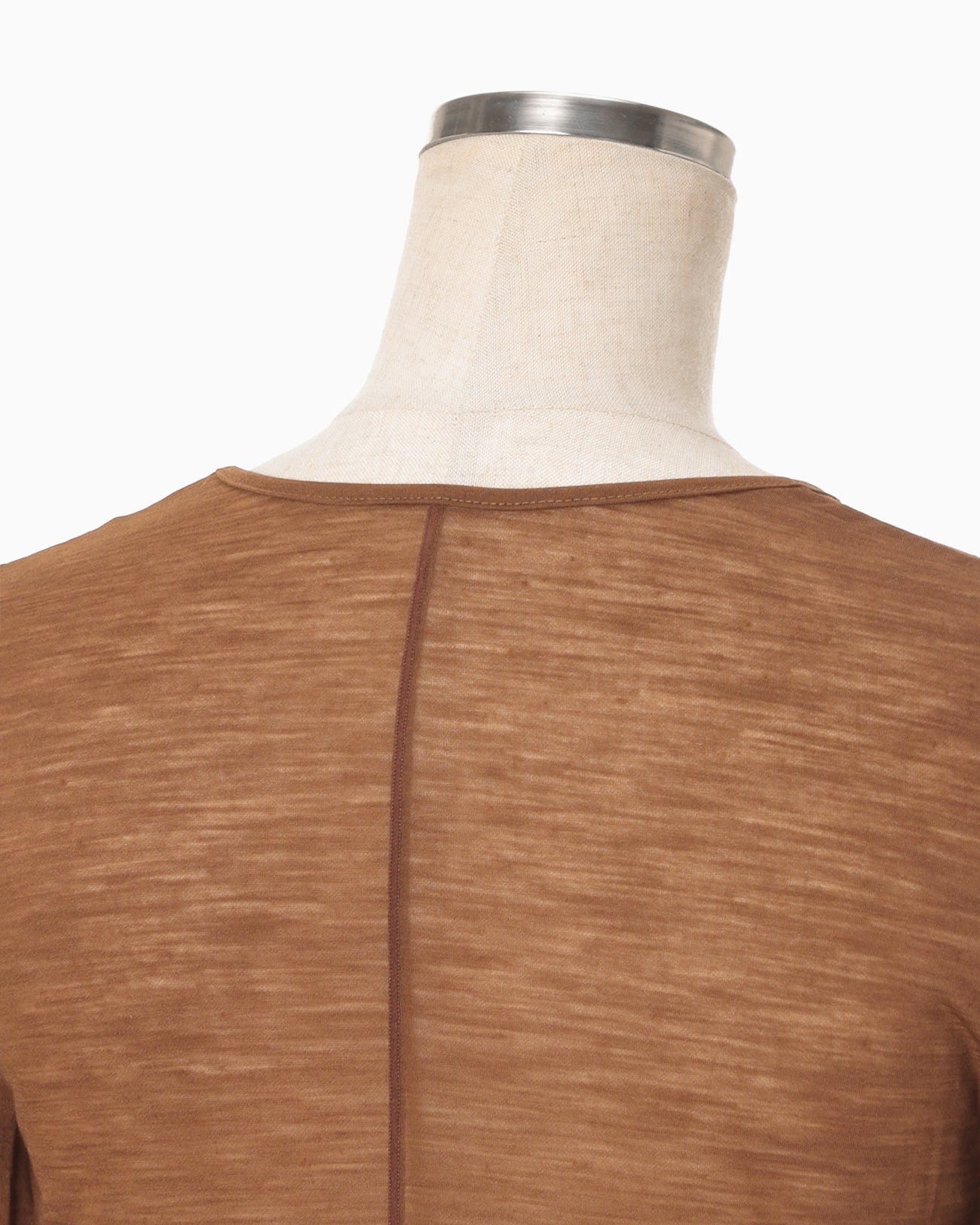 Hybrid Yarn Wool Jersey Front Slit Top - brown