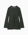 Hybrid Yarn Wool Jersey Front Slit Top - green