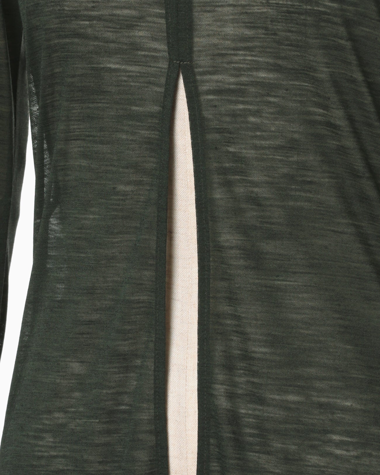 Hybrid Yarn Wool Jersey Front Slit Top - green