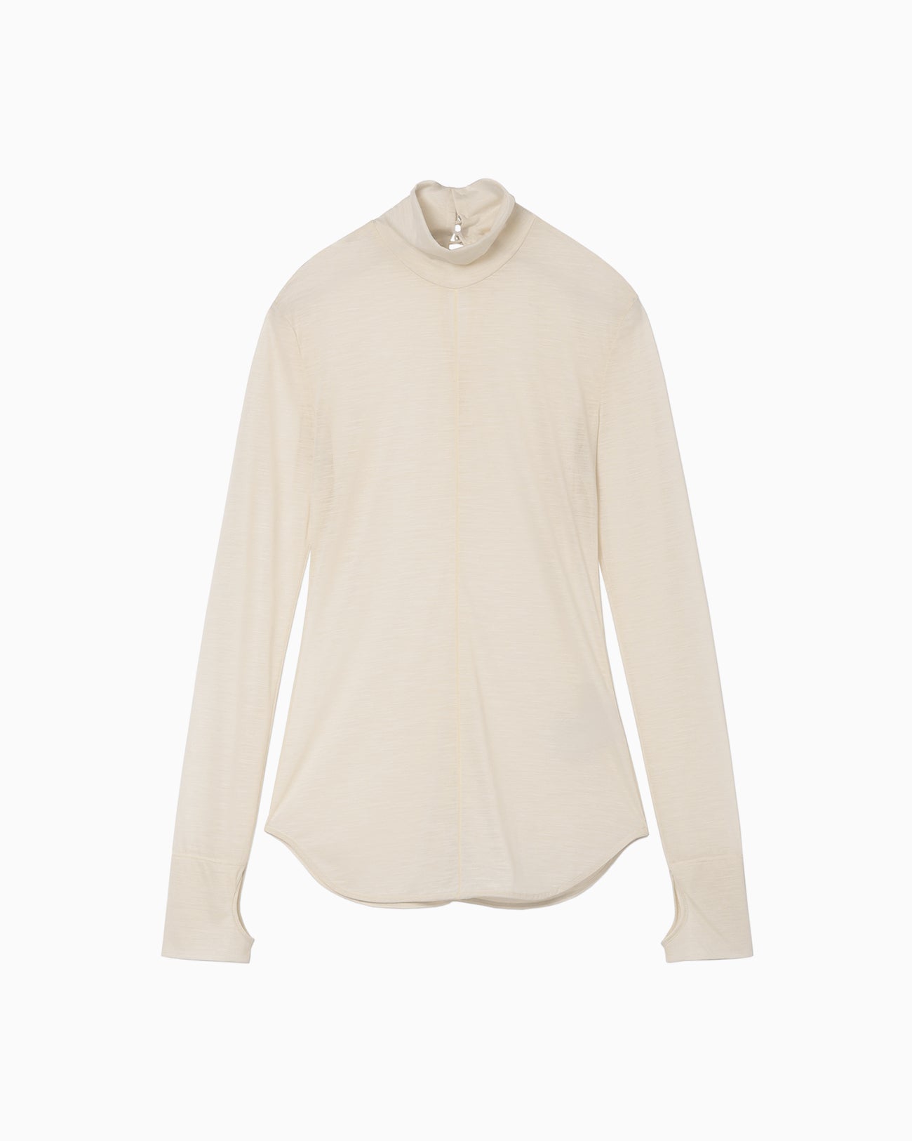 Hybrid Yarn Wool Jersey High Neck Top - beige