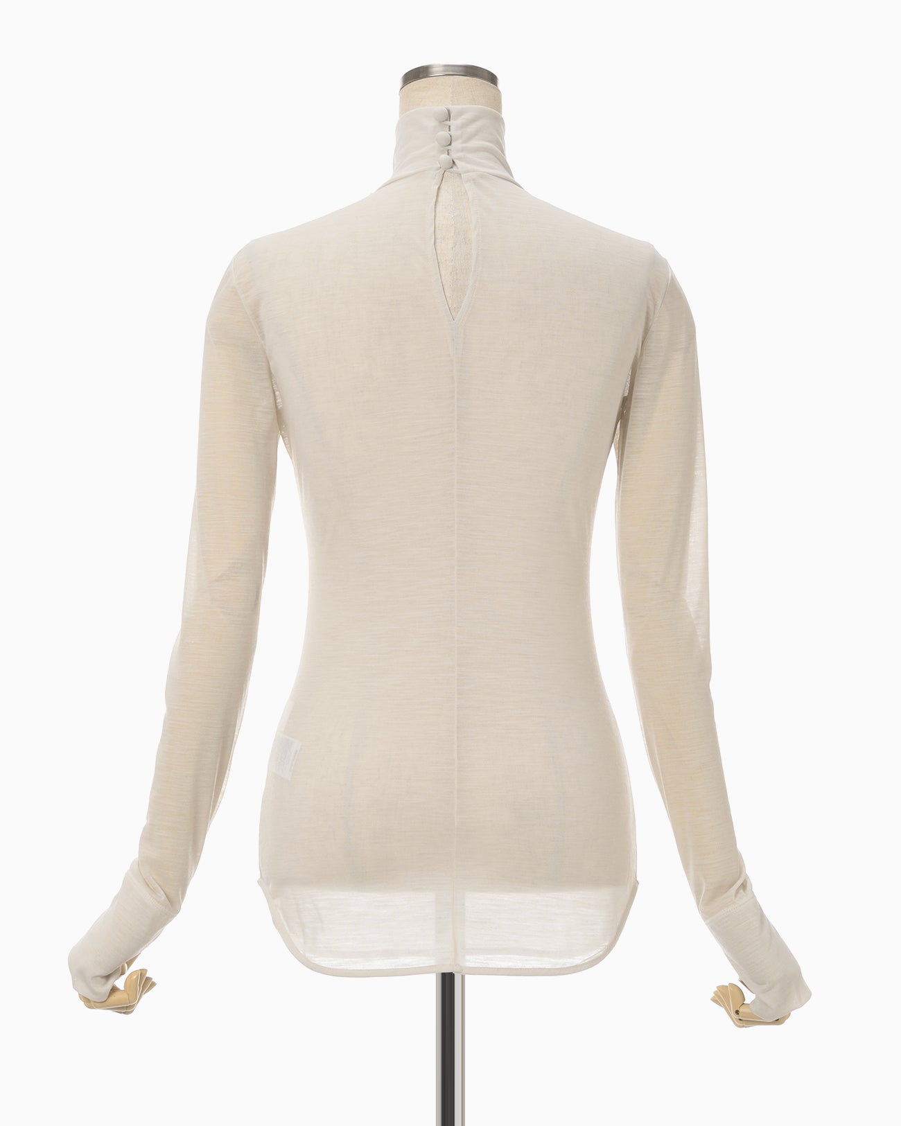 Hybrid Yarn Wool Jersey High Neck Top - beige