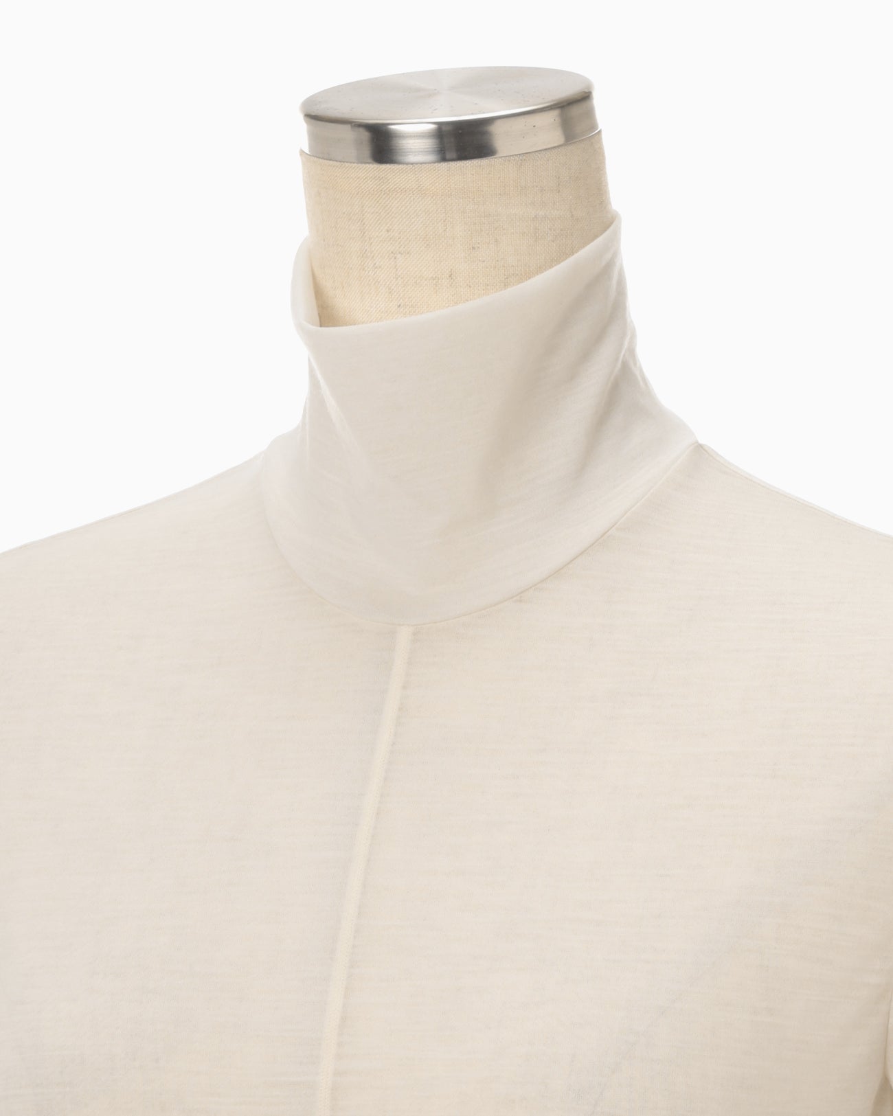 Hybrid Yarn Wool Jersey High Neck Top - beige