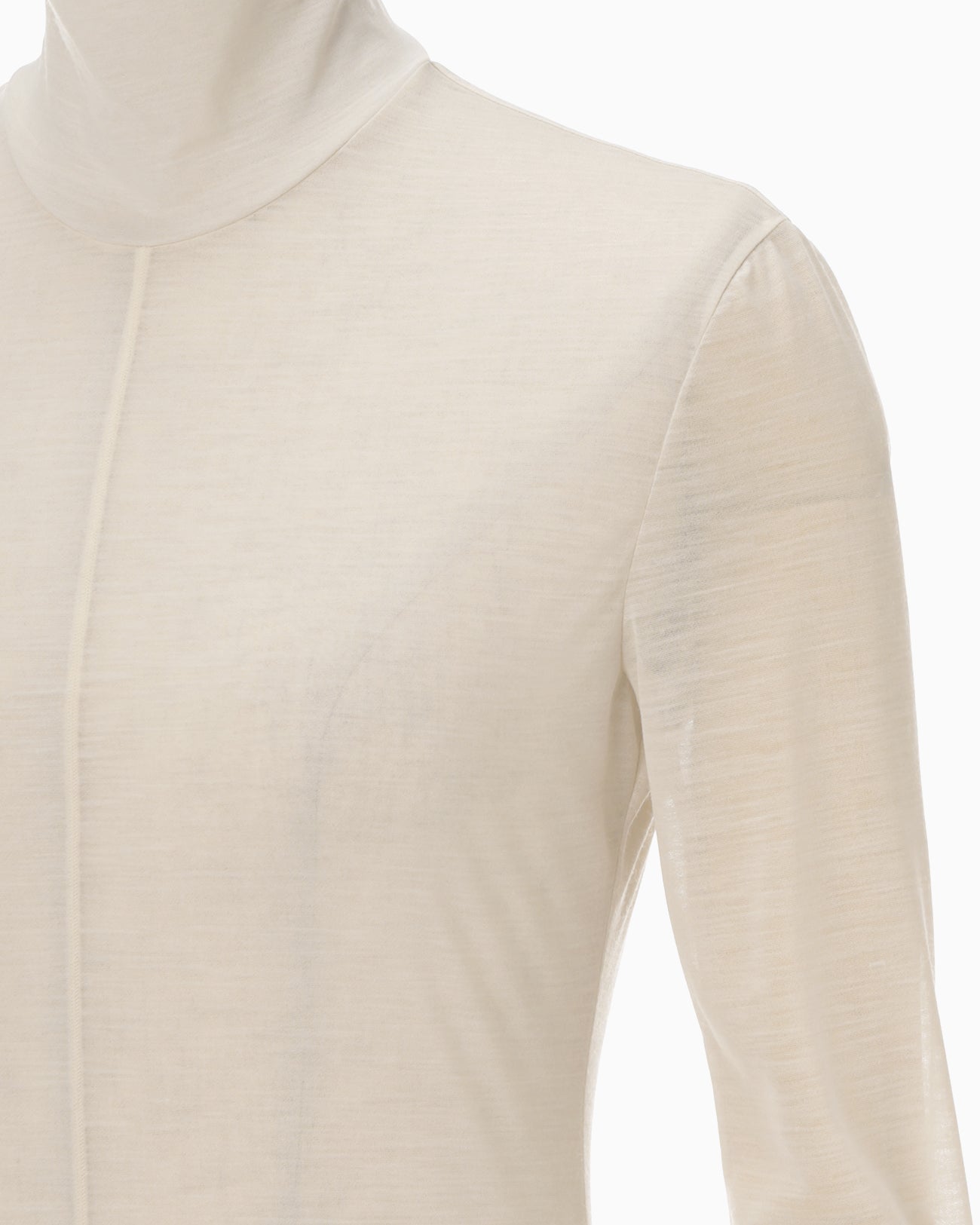 Hybrid Yarn Wool Jersey High Neck Top - beige