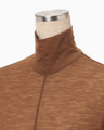 Hybrid Yarn Wool Jersey High Neck Top - brown