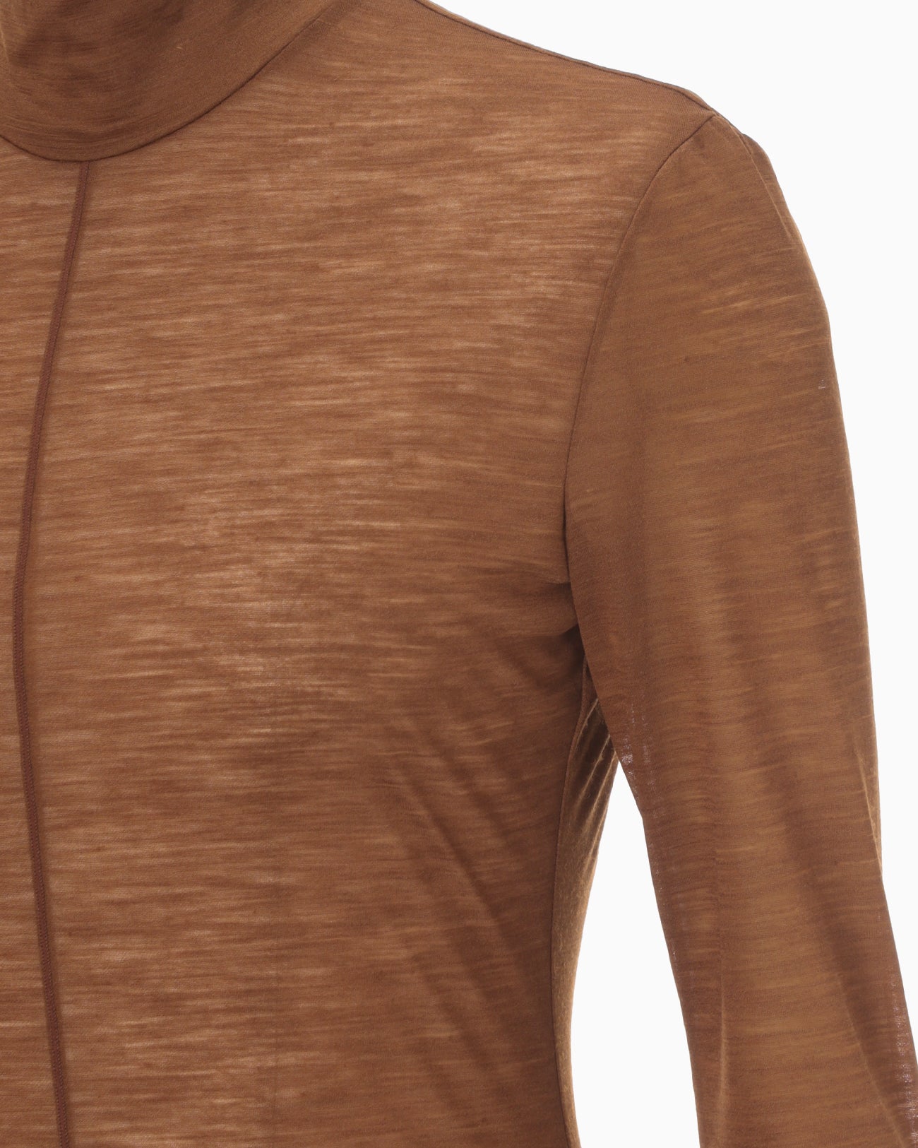 Hybrid Yarn Wool Jersey High Neck Top - brown