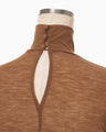 Hybrid Yarn Wool Jersey High Neck Top - brown