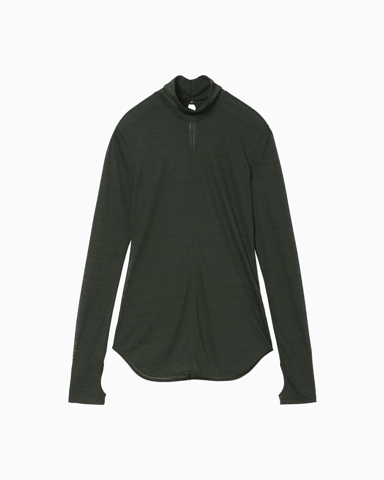 Hybrid Yarn Wool Jersey High Neck Top - green