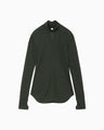 Hybrid Yarn Wool Jersey High Neck Top - green