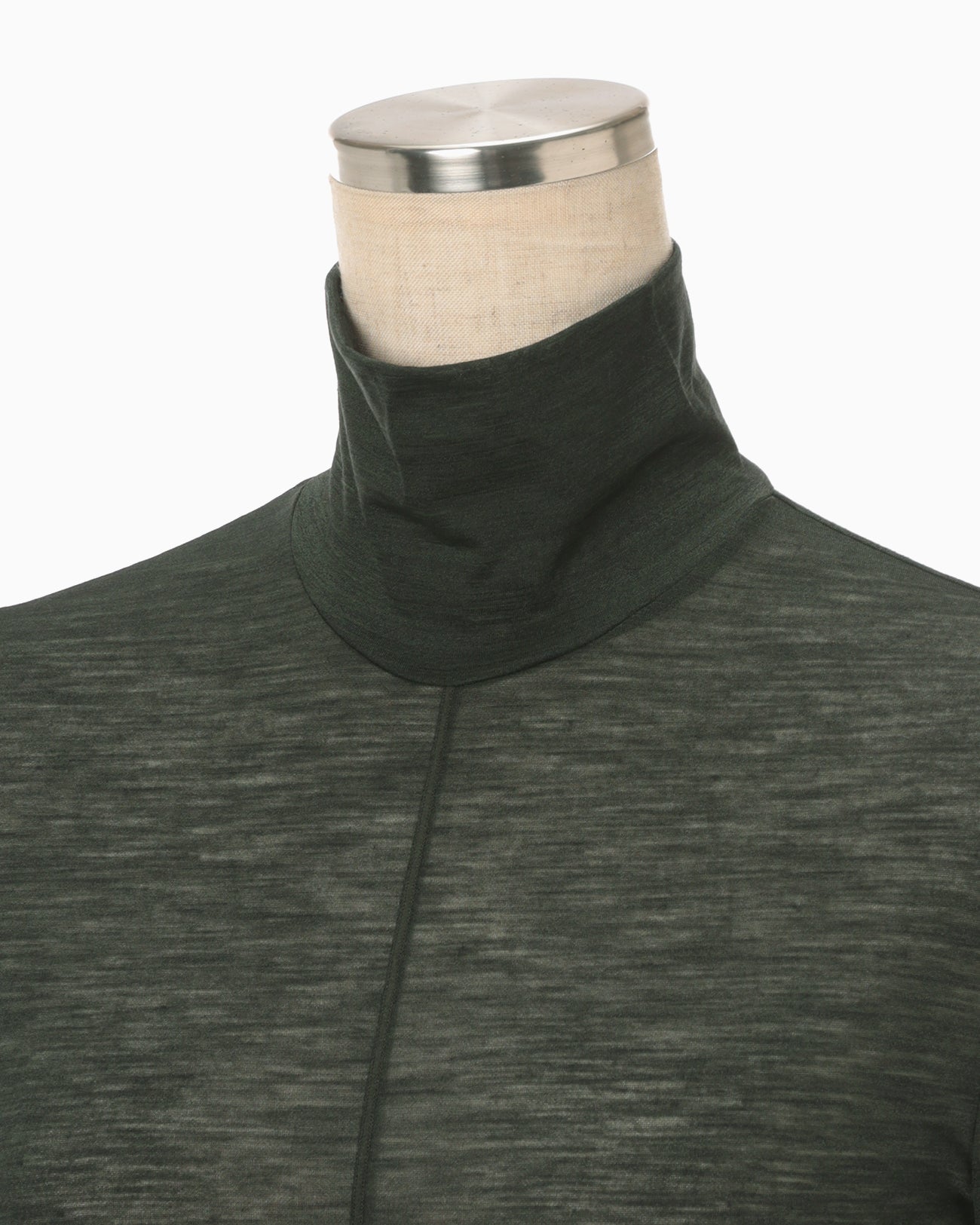 Hybrid Yarn Wool Jersey High Neck Top - green