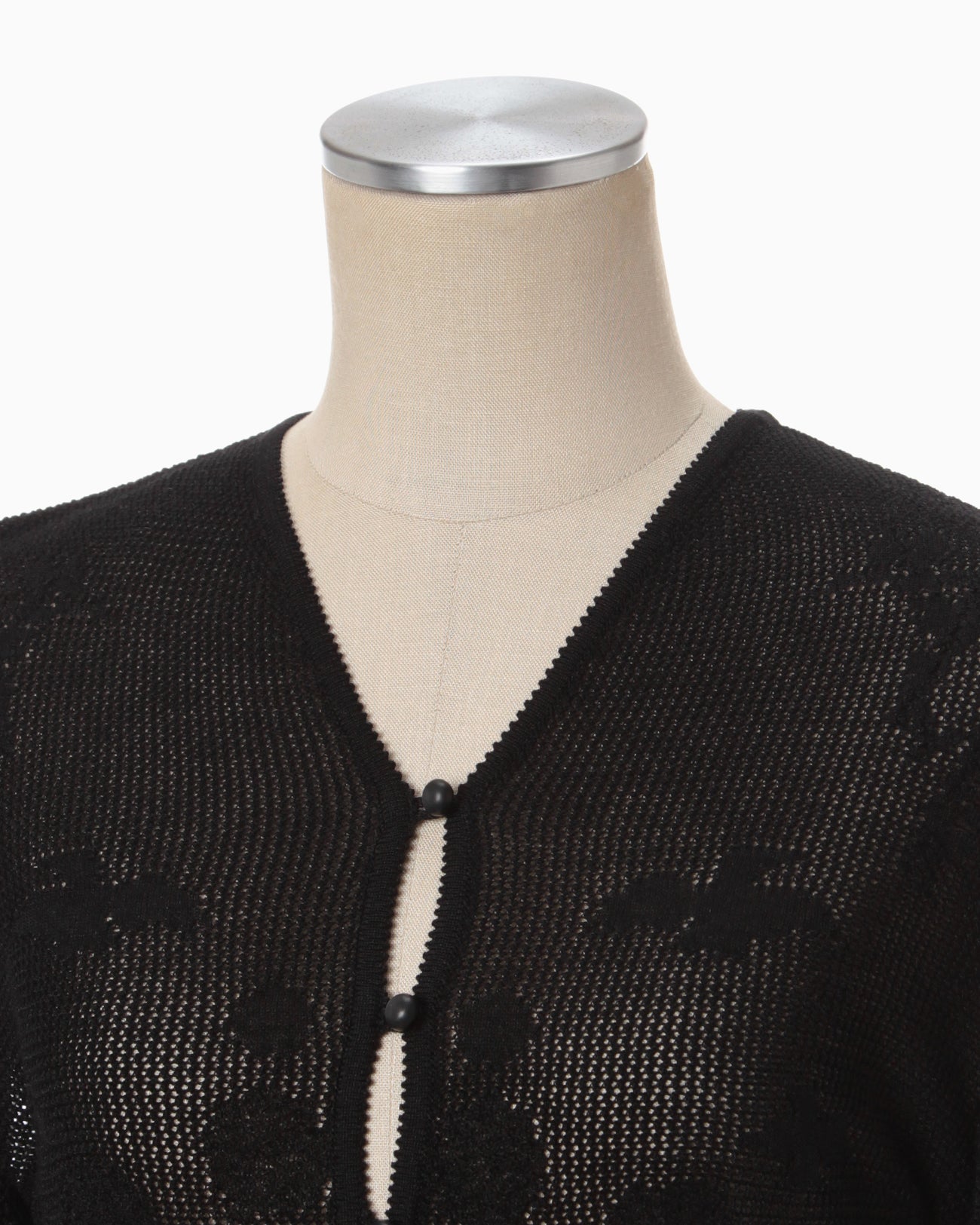 Watermark Pattern Knitted Cardigan - black