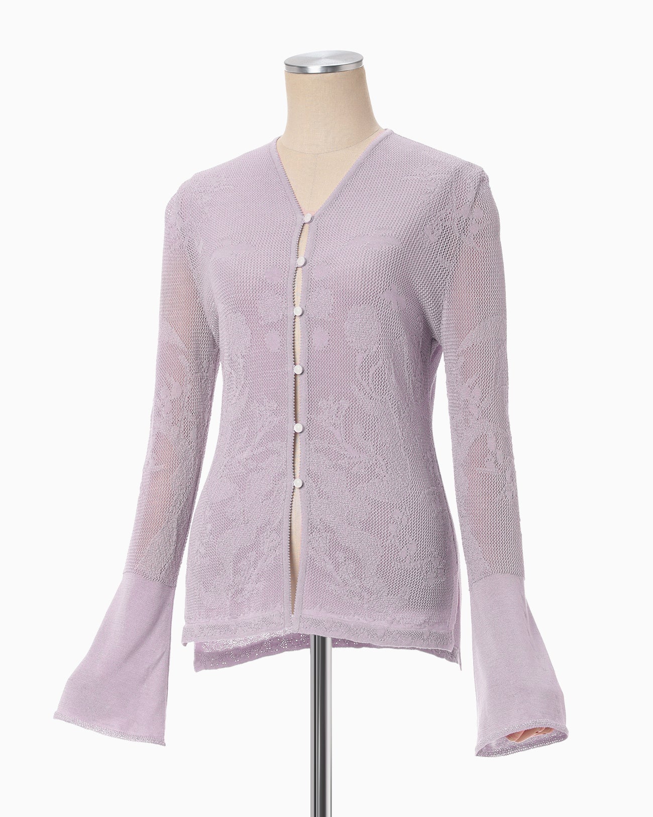 Watermark Pattern Knitted Cardigan - purple