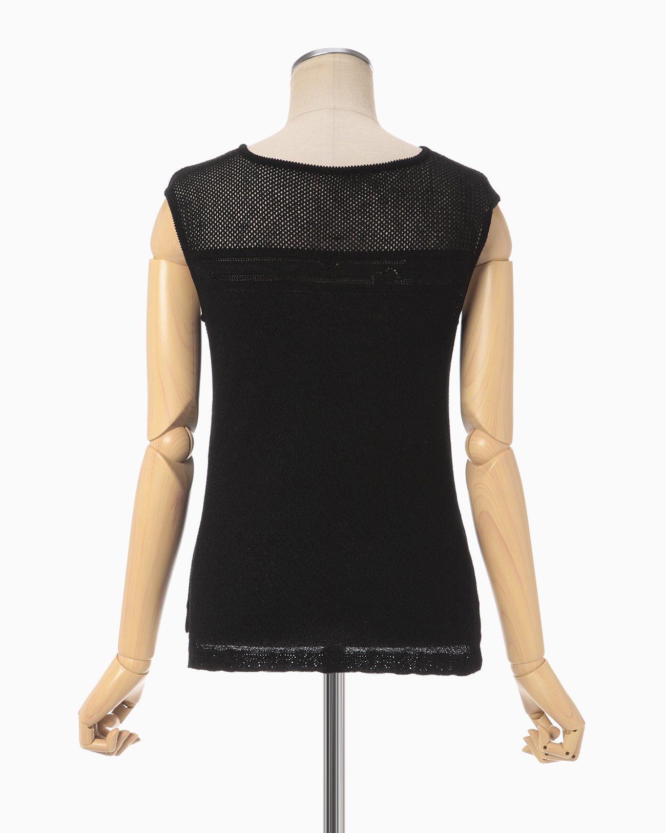 Watermark Pattern Sleeveless Knitted Top - black