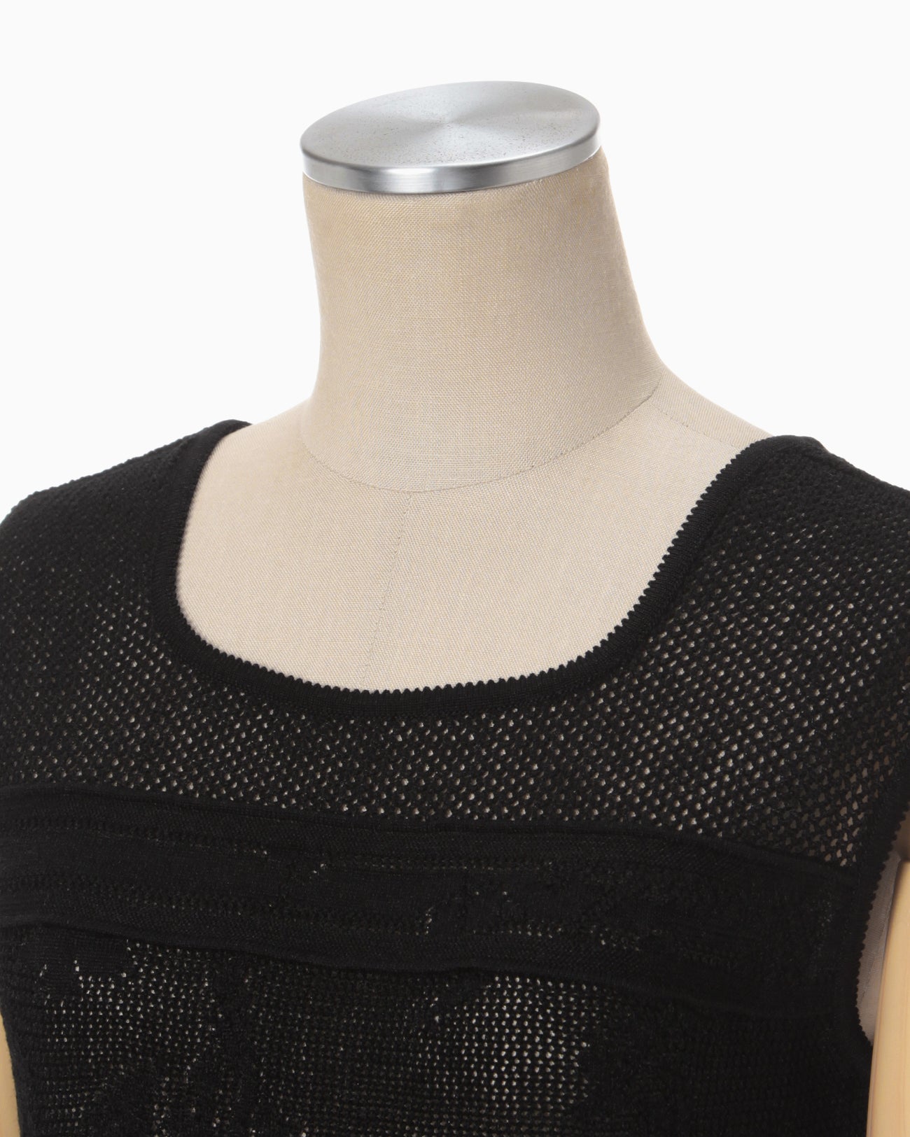 Watermark Pattern Sleeveless Knitted Top - black