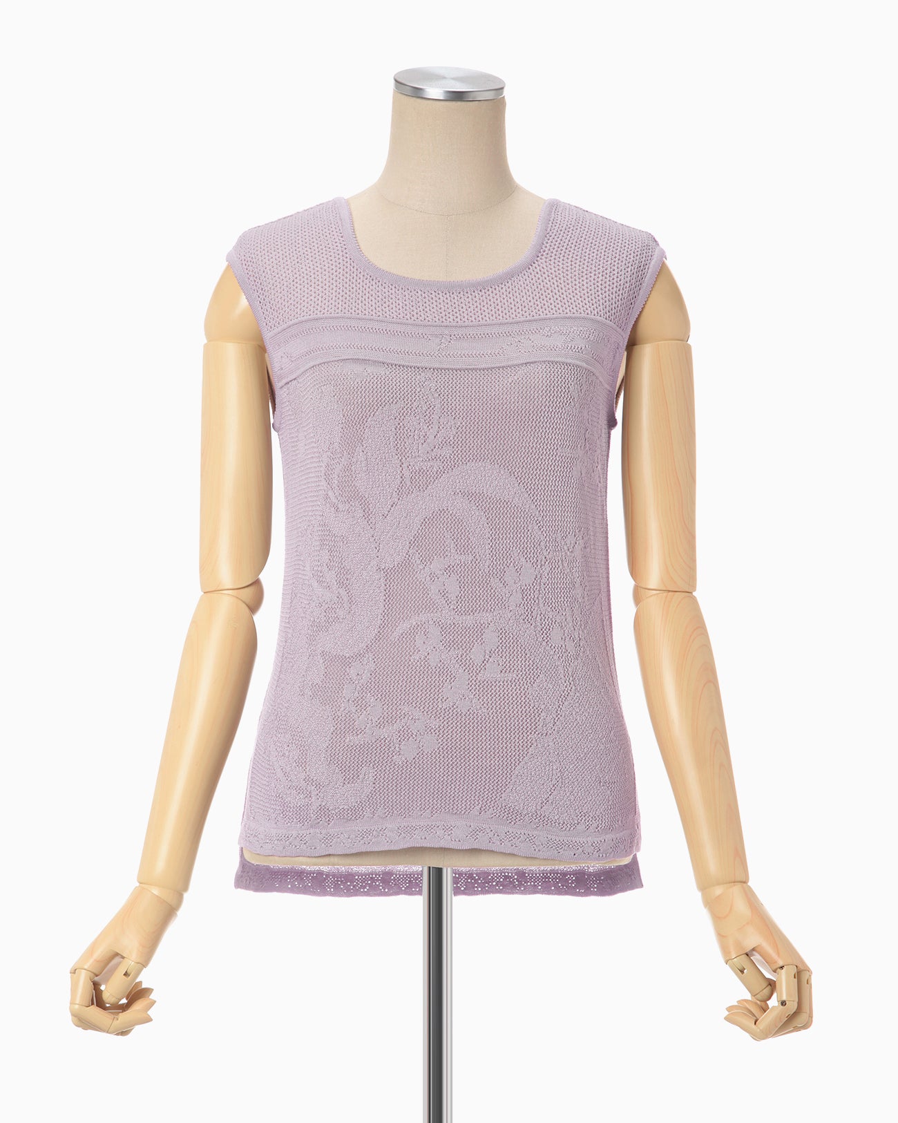 Watermark Pattern Sleeveless Knitted Top - purple