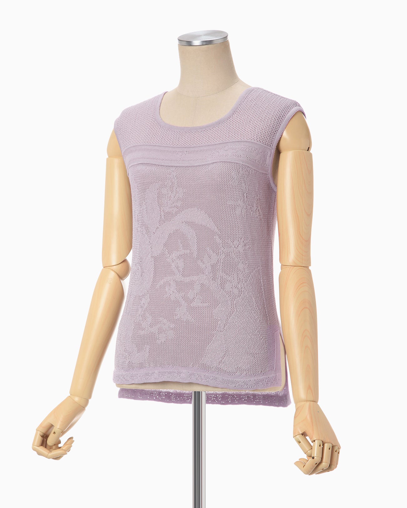 Watermark Pattern Sleeveless Knitted Top - purple