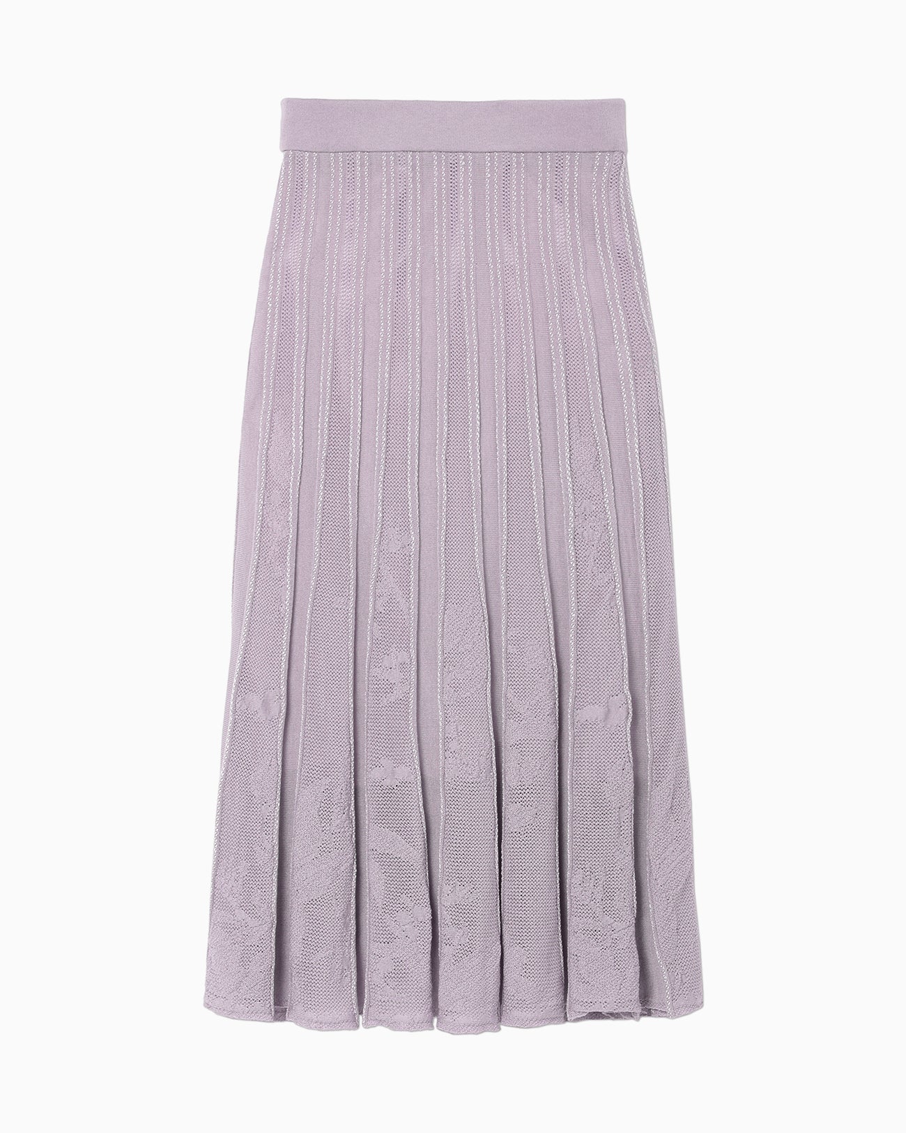 Watermark Pattern Pleated Knitted Skirt - purple