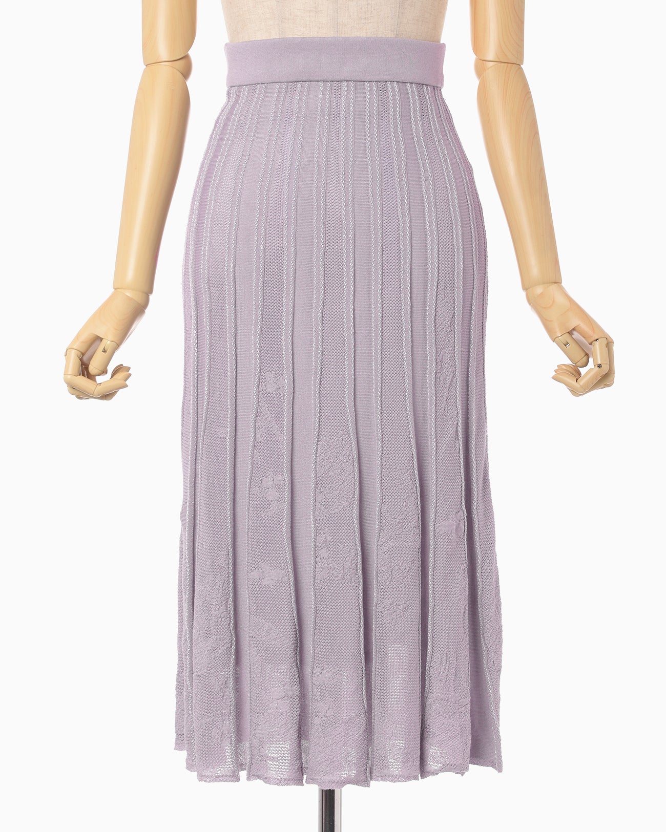 Watermark Pattern Pleated Knitted Skirt - purple