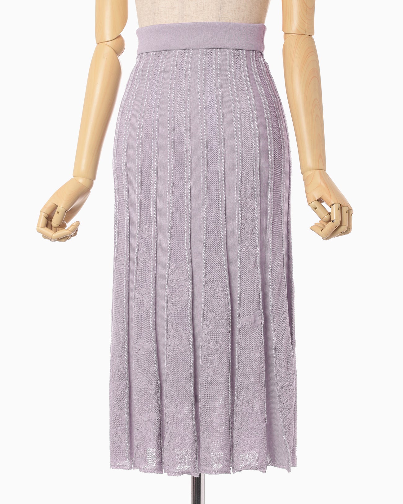 Watermark Pattern Pleated Knitted Skirt - purple