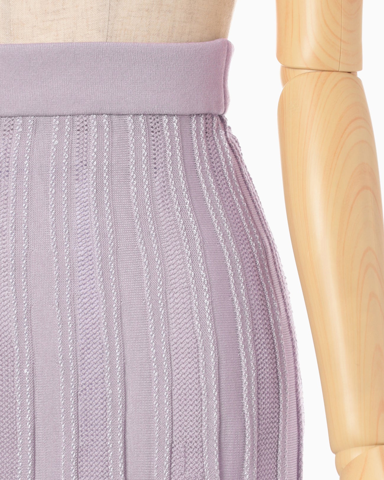 Watermark Pattern Pleated Knitted Skirt - purple