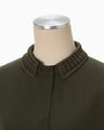 Detachable Embroidery Collar Knitted Cardigan - khaki