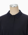 Detachable Embroidery Collar Knitted Cardigan - navy