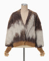 Drip Glaze Pattern Mohair Knitted Cardigan - brown