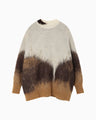 Drip Glaze Pattern Mohair Knitted Top - brown