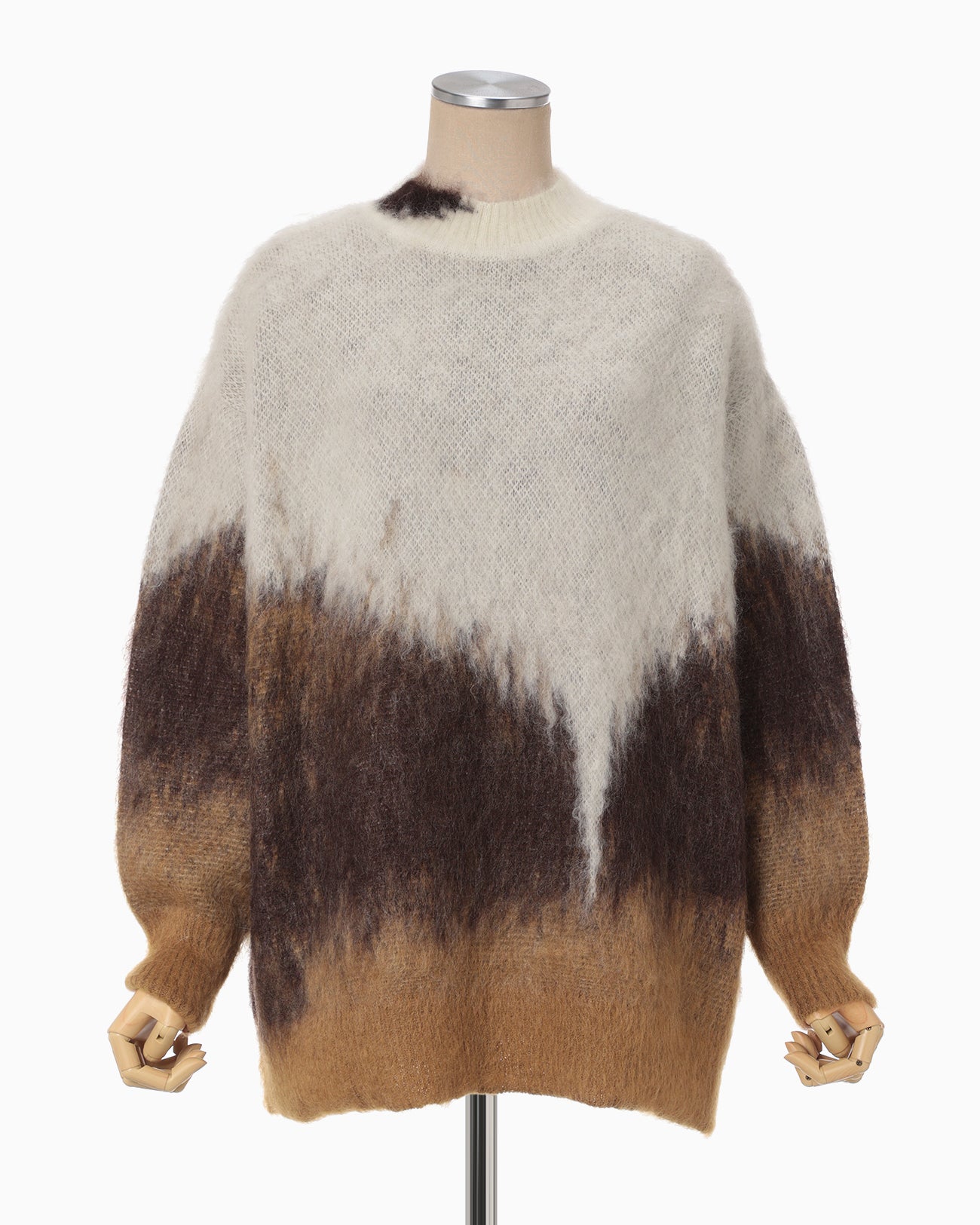 Drip Glaze Pattern Mohair Knitted Top - brown