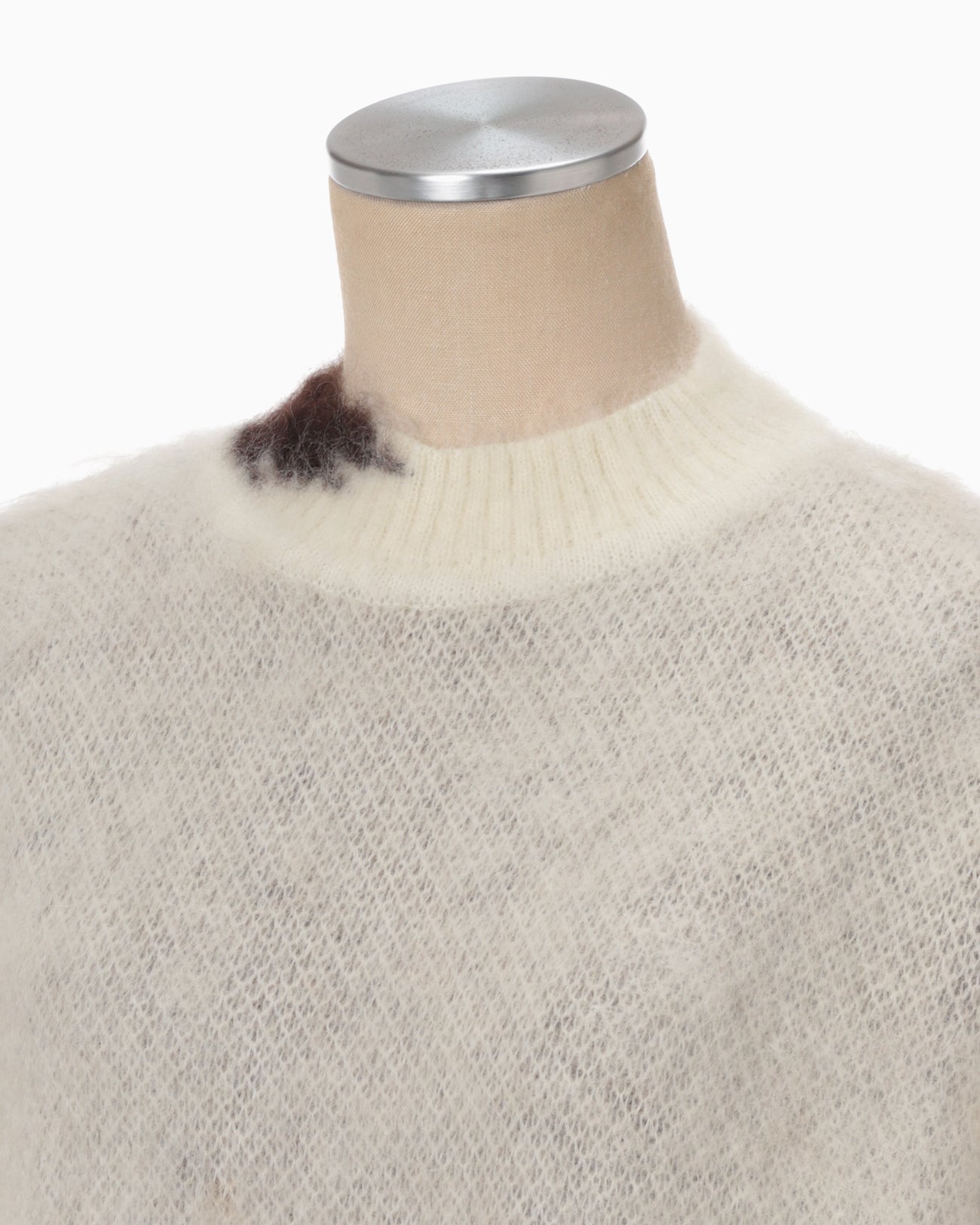 Drip Glaze Pattern Mohair Knitted Top - brown