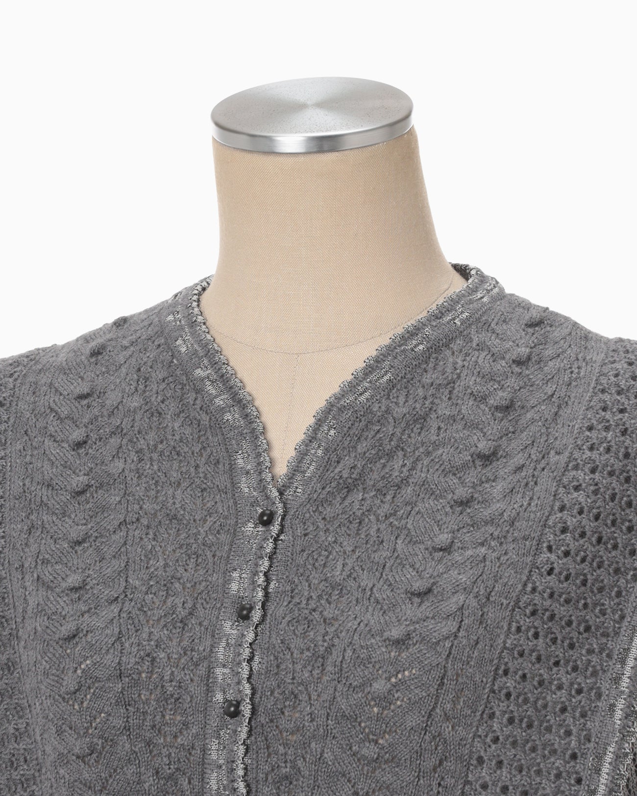 Openwork Pattern Knitted Dress - grey