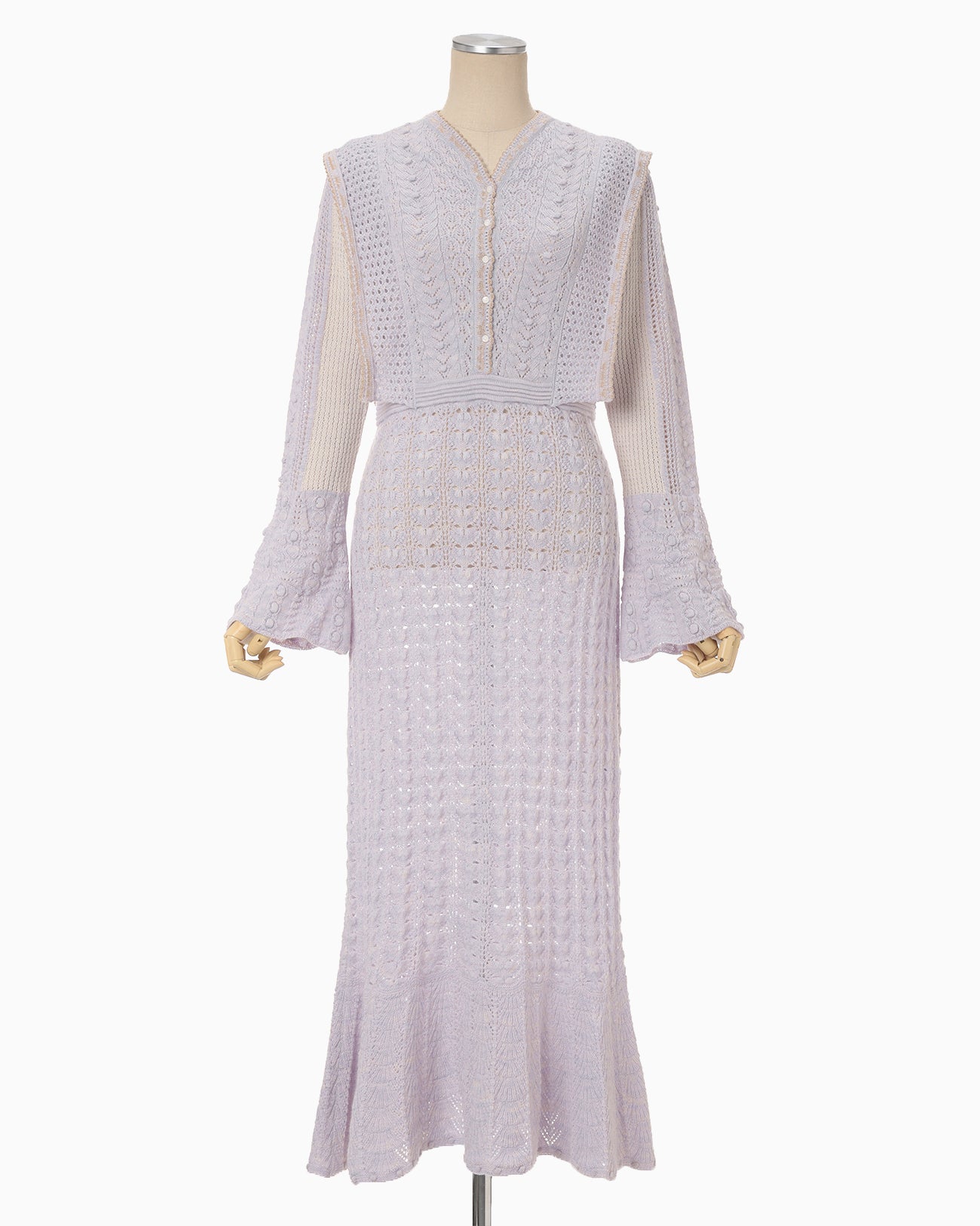 Openwork Pattern Knitted Dress - purple