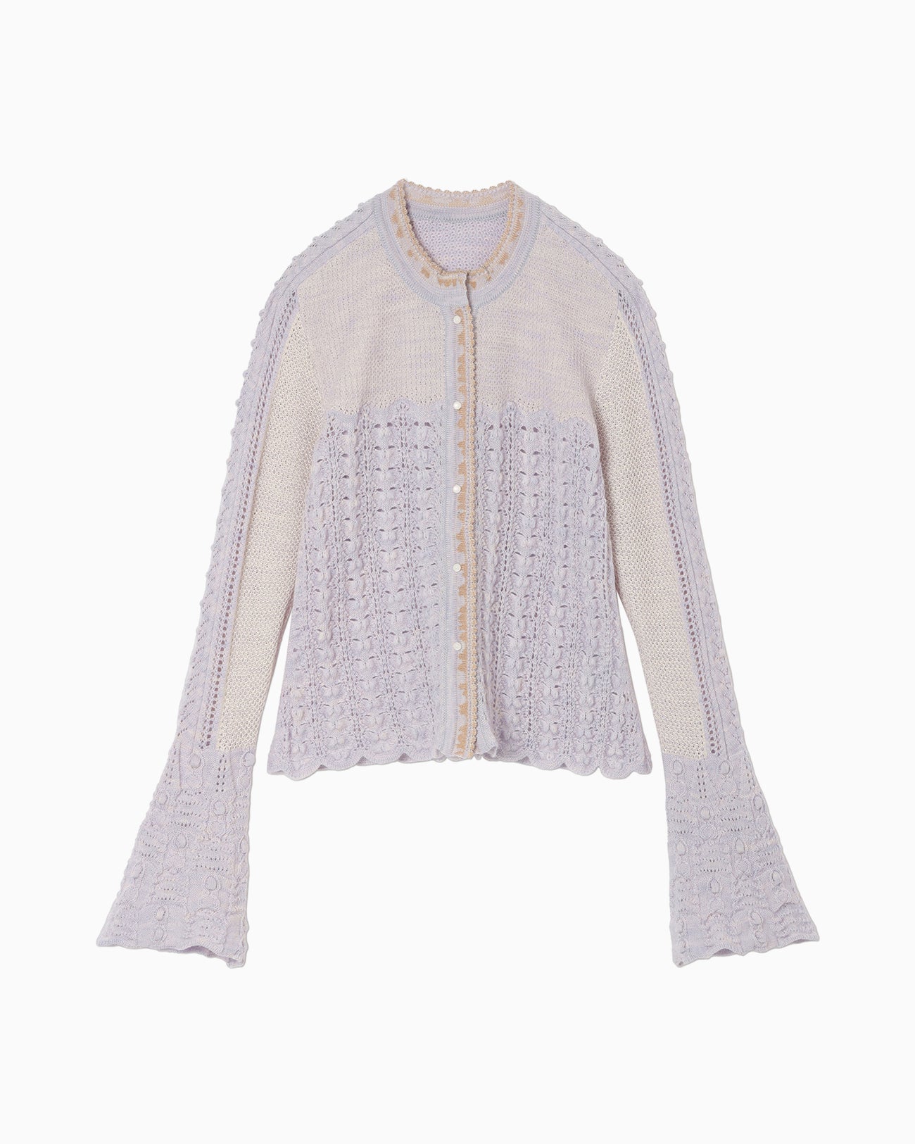 Openwork Pattern Knitted Cardigan - purple