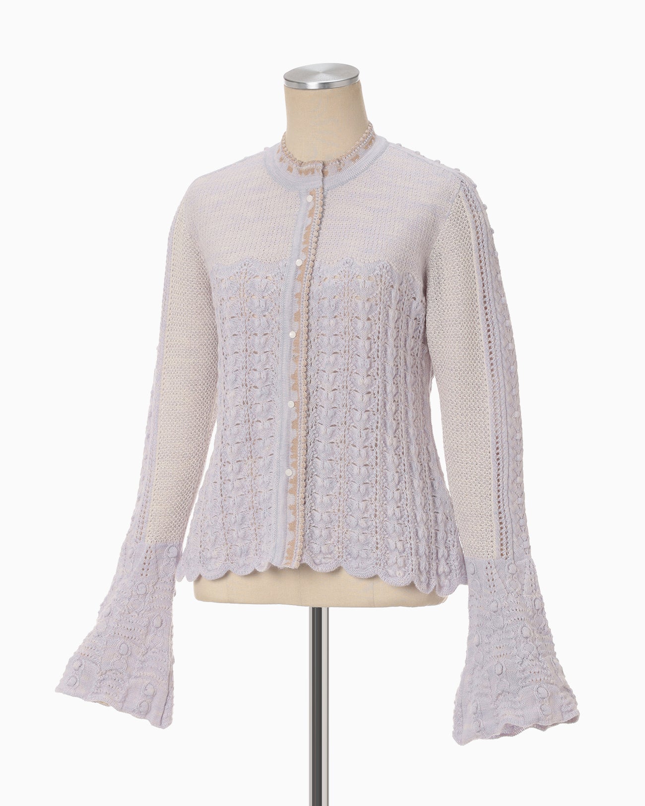 Openwork Pattern Knitted Cardigan - purple