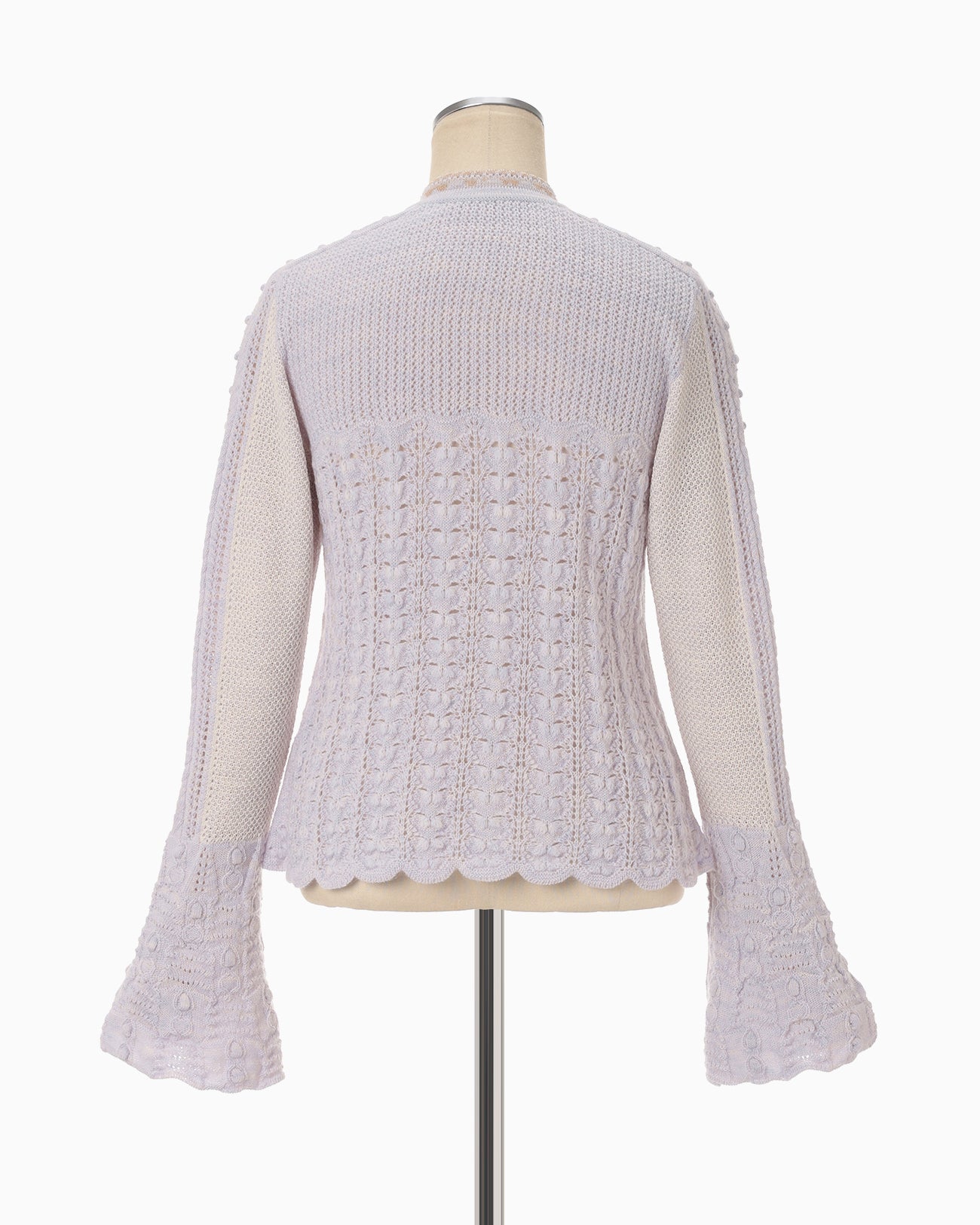 Openwork Pattern Knitted Cardigan - purple