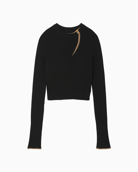 "Kintsugi" Crew Neck Knitted Top - black