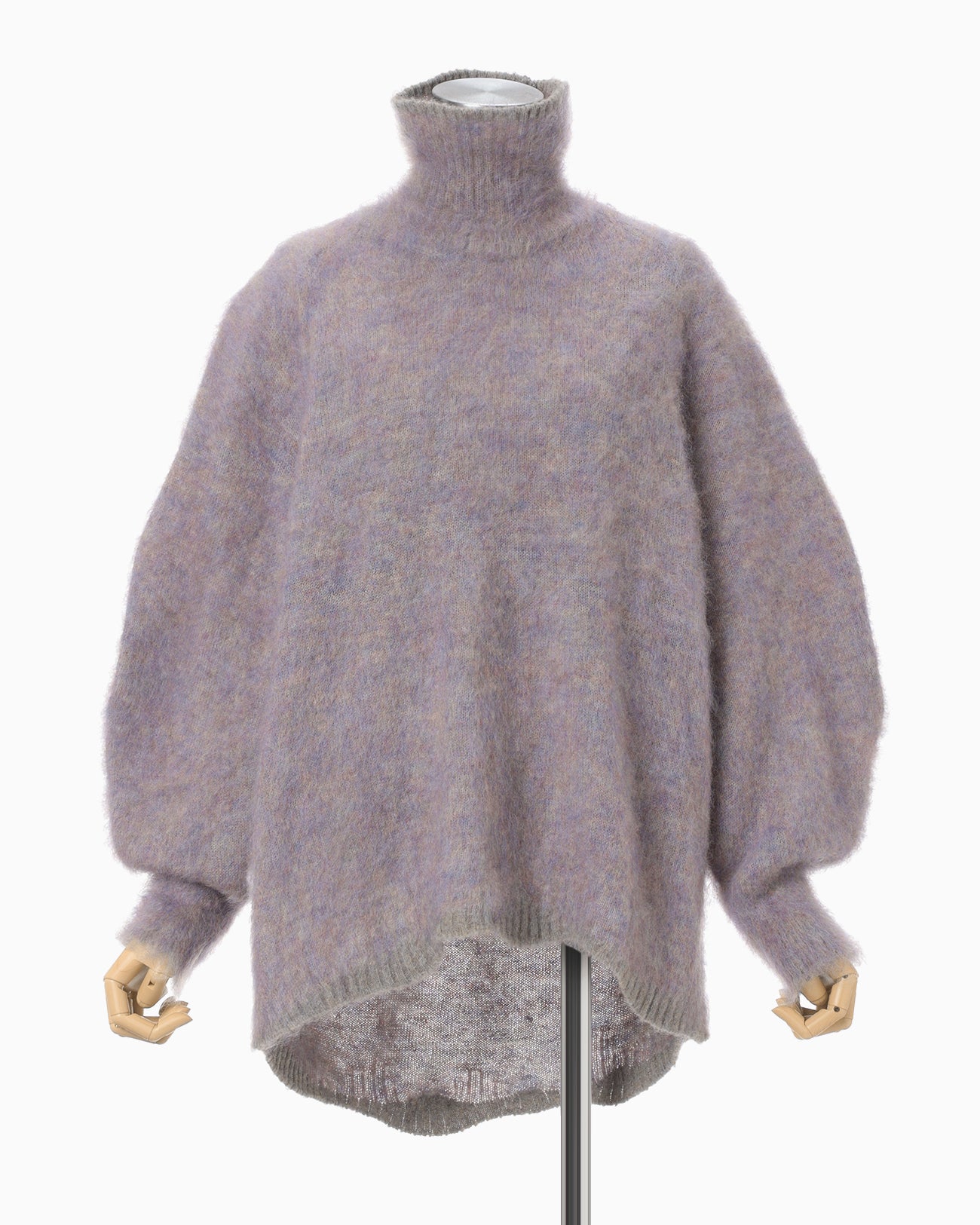 Mohair Knitted High Neck Top - purple