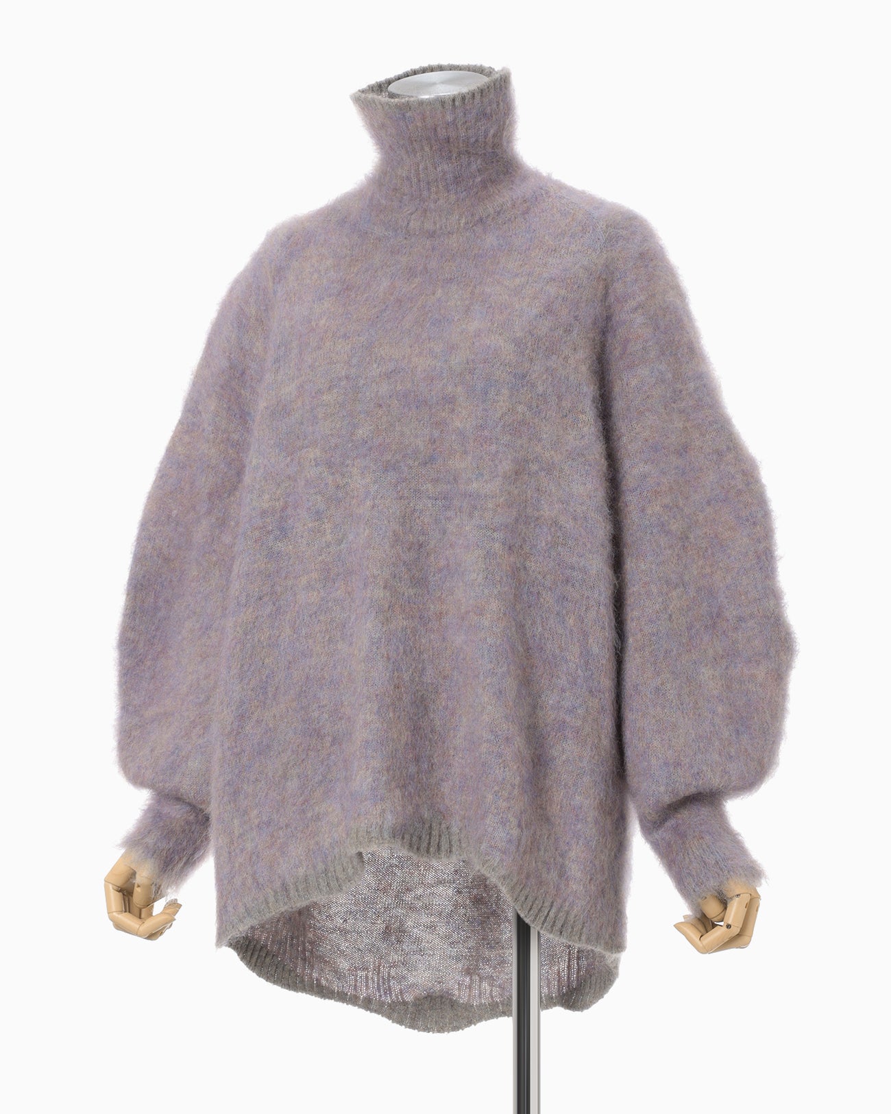 Mohair Knitted High Neck Top - purple