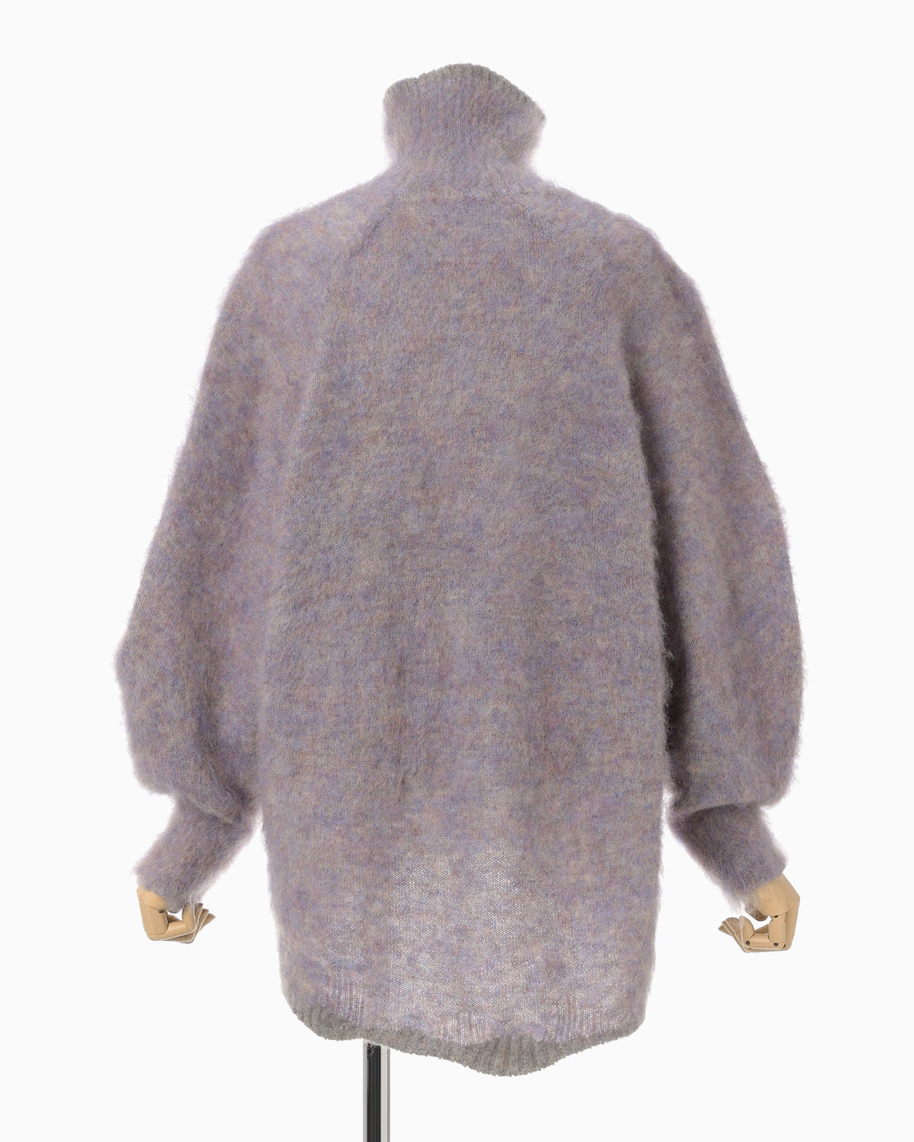 Mohair Knitted High Neck Top - purple